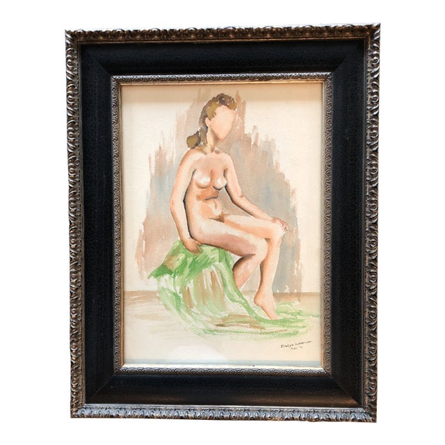 1940’s Modernist Female Nude Original Watercolor For Sale