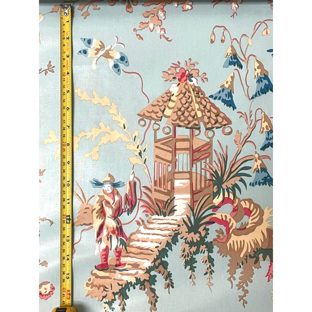 Brunschwig and Fils "Chinese Landscape" Cotton Chintz Blue Fabric -12 Yds For Sale - Image 11 of 12