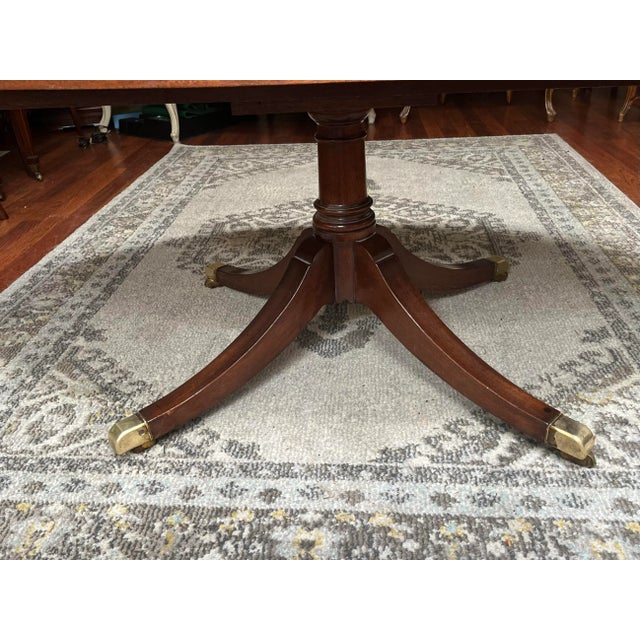 Coffee Table Oval Pedestal Inlaid Cherry Mahogany Vintage For Sale In Seattle - Image 6 of 6