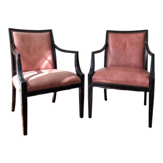 French Art Deco Leather Lounge Chairs - a Pair For Sale
