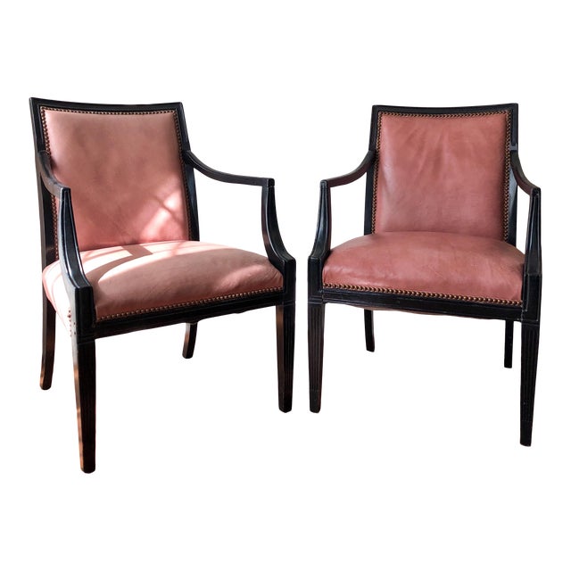 French Art Deco Leather Lounge Chairs - a Pair For Sale