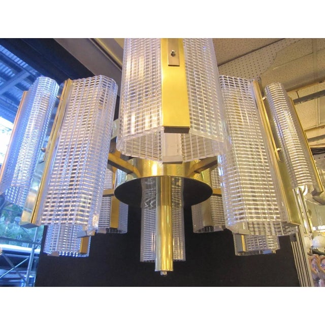 Metal Kalmar Modernist Brass and Glass Ten-Arm Austrian Chandelier For Sale - Image 7 of 12