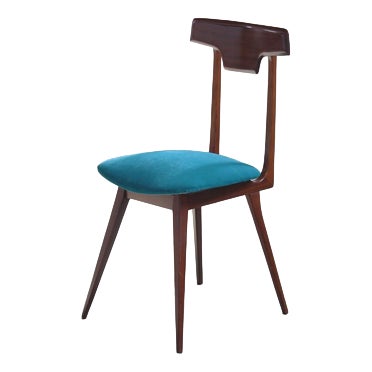 Velvet and Wood Chair, 1959 For Sale