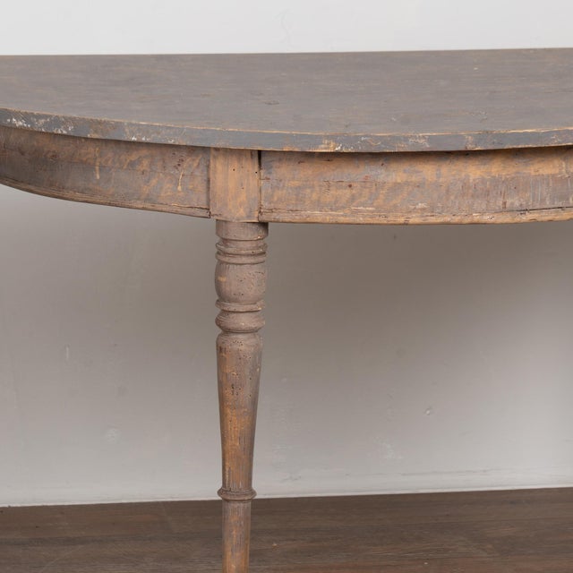 Wood Pair of 19th Century Swedish Painted Demilune Pine Side Tables Consoles For Sale - Image 7 of 16