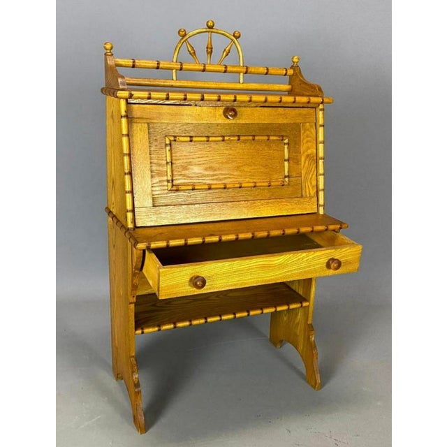 R. J. Horner & Co. Antique 19th Century Aesthetic Movement English Faux Bamboo Child’s Secretary Desk in the Style of Rj Horner For Sale - Image 4 of 8