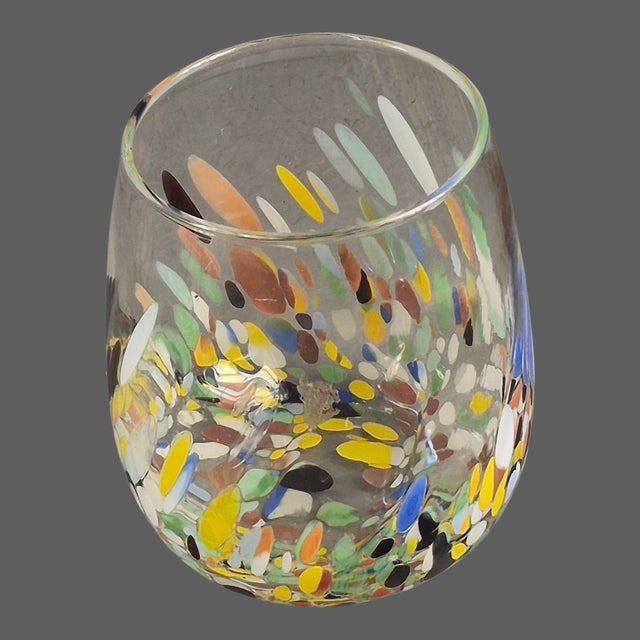 Late 20th Century Late 20th Century Hand Blown Art Glass Confetti Highball Tumbler Glasses - Set of Four For Sale - Image 5 of 9