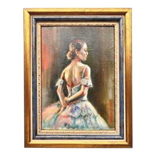 Ballerina Original Painting Oil Girl Dancer by Valeriya Serova, Framed For Sale