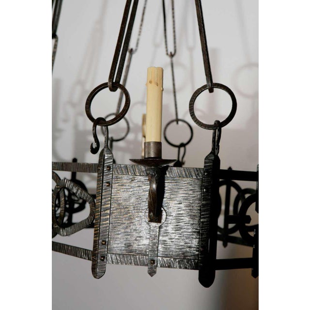 Slate Gray 1920s French Iron Chandelier For Sale - Image 8 of 10