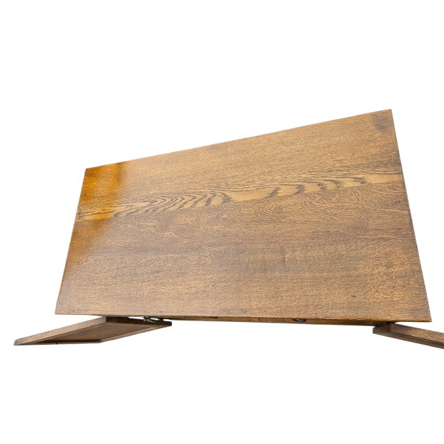 Wood 1970s Vintage Oak Wood Bros Jacobean Cabinet Leaded Glass Hutch Bookshelf Old Charm For Sale - Image 7 of 12