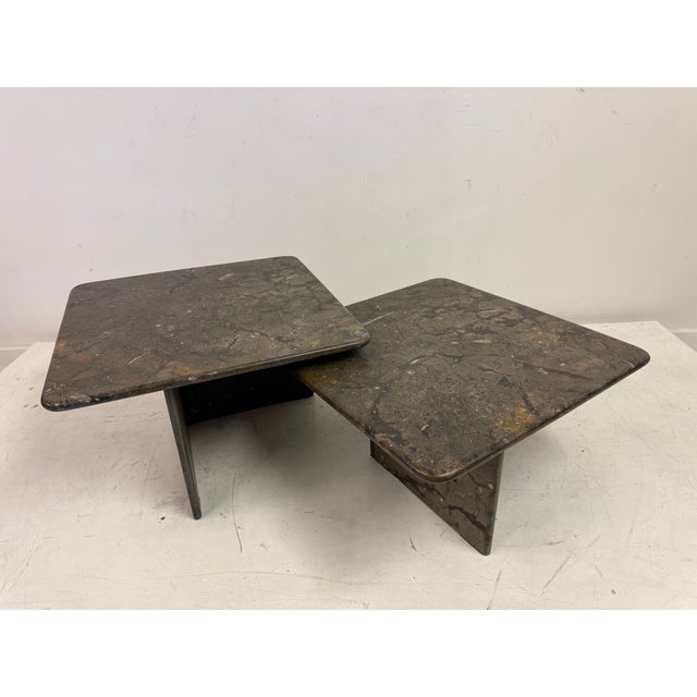 Black Fossil Stone Nesting Coffee Tables, 1980s, Set of 2 For Sale - Image 8 of 18