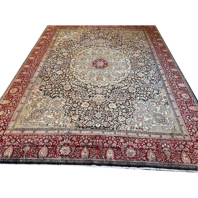 1970s Vintage Black Ground Kashmiri Area Rug - 8' X 10' For Sale - Image 5 of 10