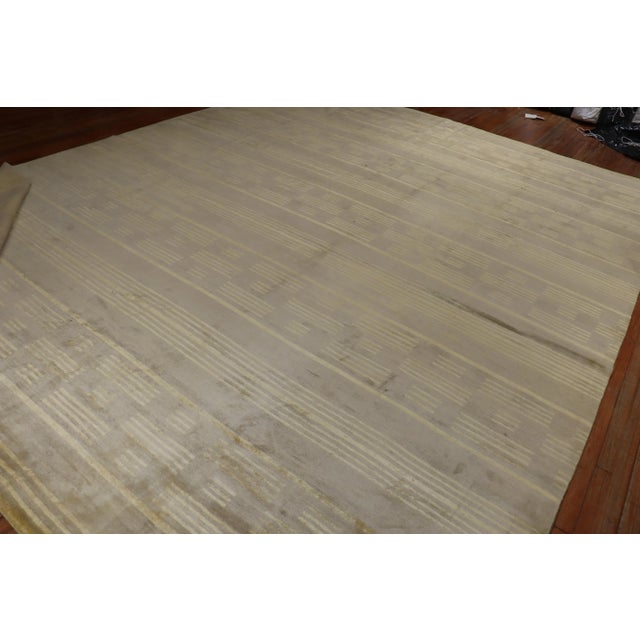 Contemporary Oversize Wool Silk Modern Tibetan Rug - 9'9" x 14'10" For Sale - Image 3 of 13