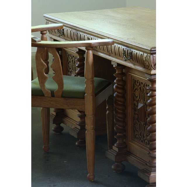 Mid-Century Danish Hand-Crafted Sculptural Oak Desk, 1960s For Sale - Image 9 of 18
