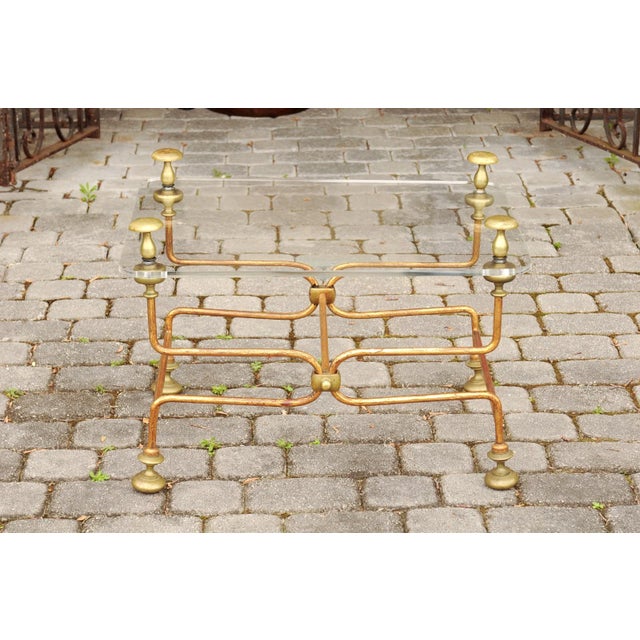Mid-Century Modern Midcentury Italian Vintage Brass Cocktail Table with Lucite Top and Looping Base For Sale - Image 3 of 12