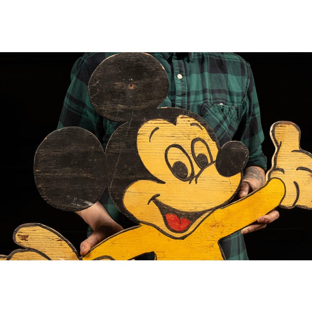 Mickey Mouse and Donald Duck Painted Plywood Wall Figures For Sale - Image 9 of 11