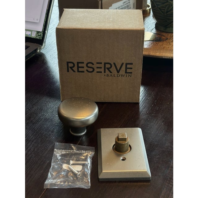 Dummy Set OR Single Set of the beautiful Baldwin Reserve Collection Door Knob with Square Rose in White Bronze Non-...