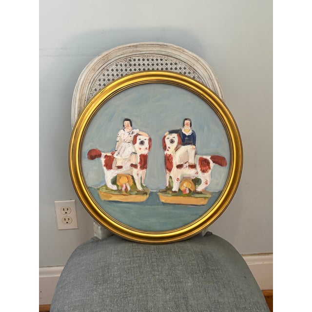 Add a little Staffordshire charm to your space with this unique round painting by Michelle Heimann. Perfect for a gallery...