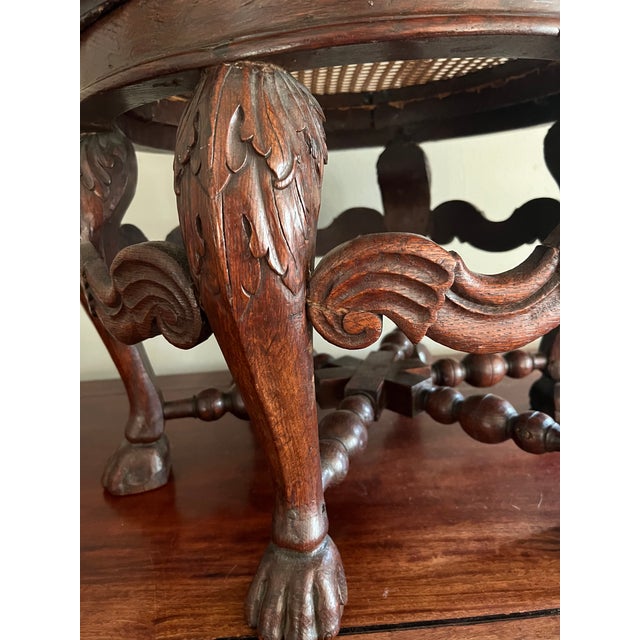 Mid 19th Century Pair of 19th Century Dutch Colonial Teakwood Burgomaster Chairs With Caned Swivel Seats For Sale - Image 5 of 12