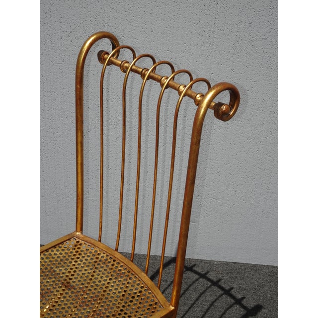 Italian Hollywood Regency Gold Gilded Chair Rolled Backrest by S. Salvadori For Sale In Los Angeles - Image 6 of 12