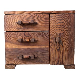 Japanese Sugi Storage Cabinet with Drawers and Door, 1960s For Sale
