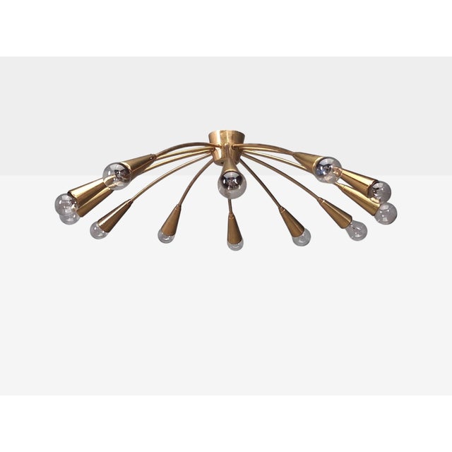 1960s 1960s Style After j.t. Kalmar Mid Century Modern Spider Flushmount Chandelier, Brass For Sale - Image 5 of 12