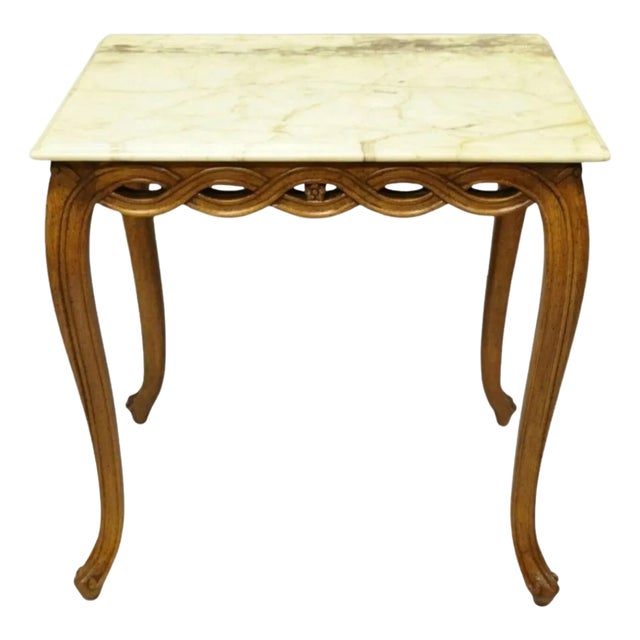Vintage Hollywood Regency Provincial Pretzel Twist Marble Resin Side End Table For Sale