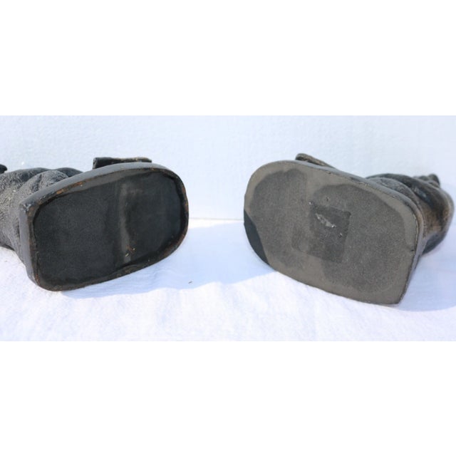 English Lovely Vintage Pair of Cigar Smoking English Bulldog Bookends Heavy Metal For Sale - Image 3 of 10