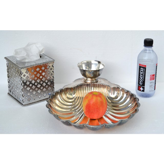 Silver 1980s Bohemian Handmade Embellished Cutout Steel Tissue Box Cover For Sale - Image 8 of 16