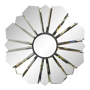 Vintage Hollywood Regency Beveled Glass Sunburst Flower Petal Wall Mirror