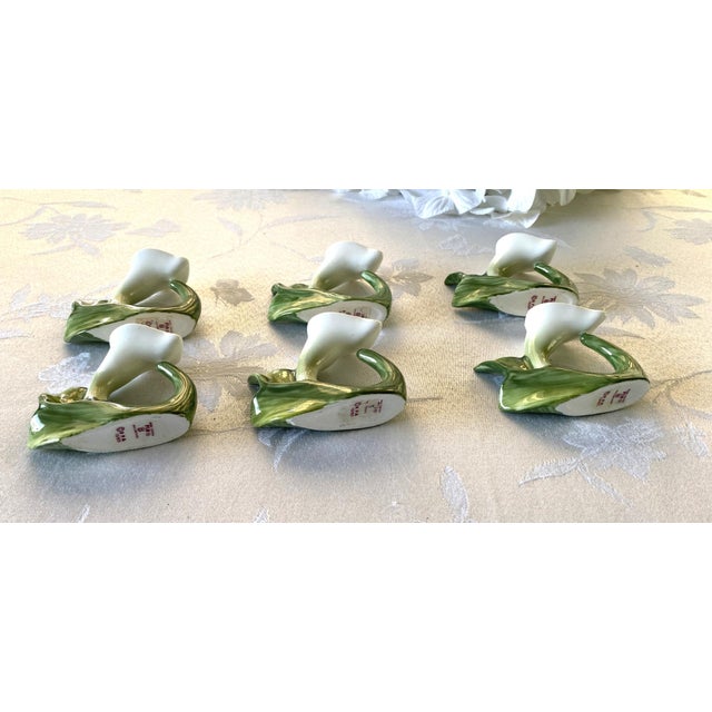 Vintage Bone China Napkin Holder Rings, Calla Lily Shape, Pia, Philippines, Set of 6 For Sale - Image 16 of 16