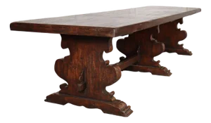 Italian Walnut Trestle Table, 1890s