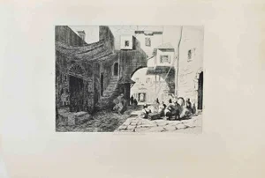 Charles Longueville, Une Rue à Beyrouth, Etching, 1870s