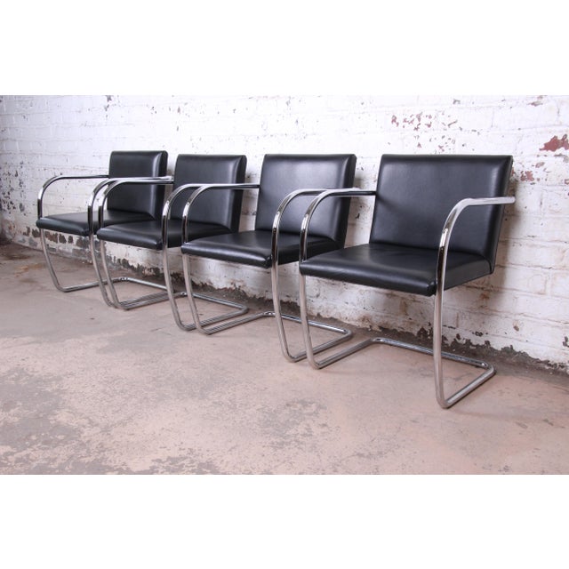 Van Der Spek Leather Black Mies Van  Der  Rohe Black  Leather  and Chrome Brno Chair 