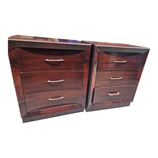 Mid-Century Modern Ribbon Mahogany Night Stands- a Pair For Sale