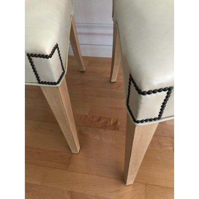 Eggshell Italian Pair High Back Accent Chairs For Sale - Image 8 of 8