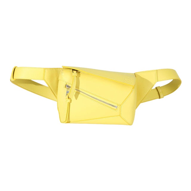 Yellow Calfskin Mini Puzzle Edge Bumbag For Sale