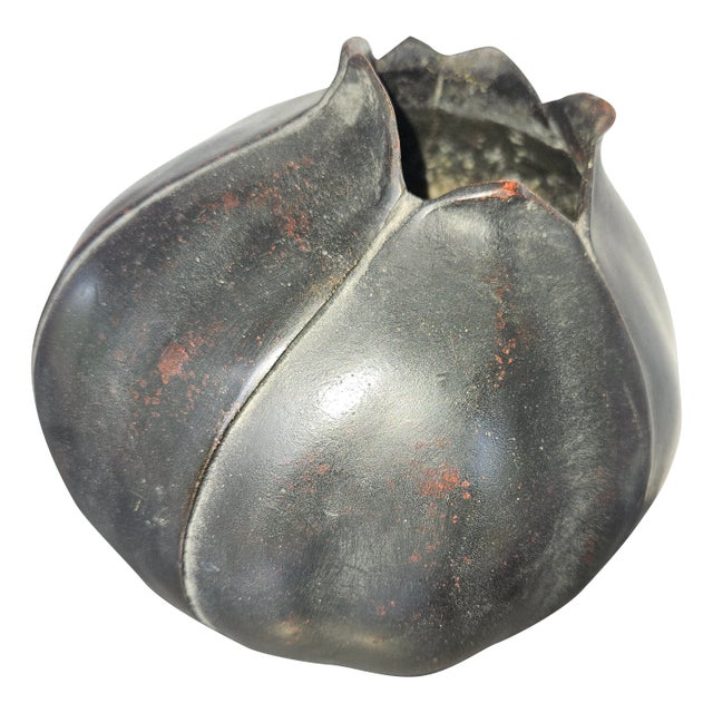 Asymmetrical Japanese Bronze Flower Vase From the 60s For Sale