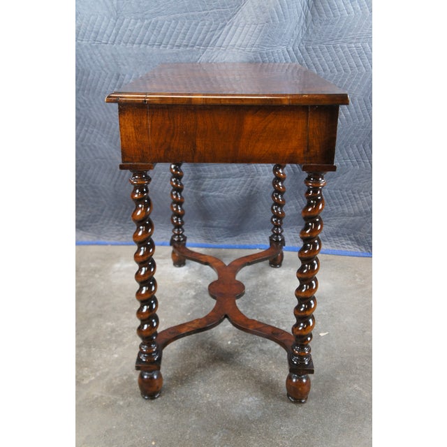 Antique William & Mary Mahogany Marquetry Barley Twist Dressing Console Table For Sale - Image 6 of 12