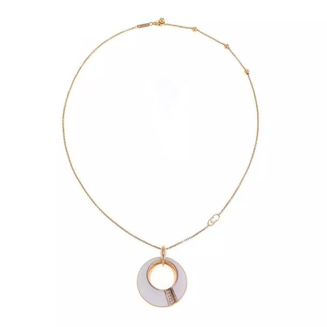 Contemporary Chimento Diamond Necklace 18k Rose Gold Circle Pendant & Chain For Sale - Image 3 of 6