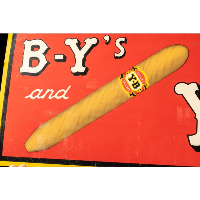 1930s tin lithograph advertising sign for Y-B Cigars, produced by the Yocum Brothers Co. of Reading, Pennsylvania. Named...