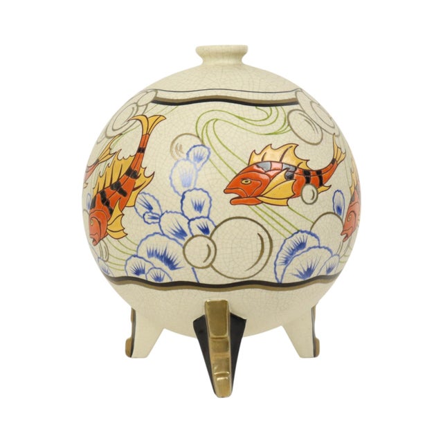 Art Deco Vase with Fish from Orchies, France, 1920s For Sale - Image 3 of 18