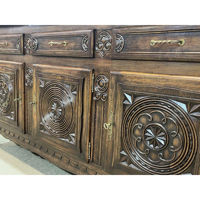 Oak Sideboard in the style of Robert Micheau Vernez, 1950s For Sale - Image 3 of 15