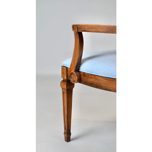 Chestnut Vintage French Louis XVI Style Cane Back Accent Armchair For Sale - Image 8 of 11