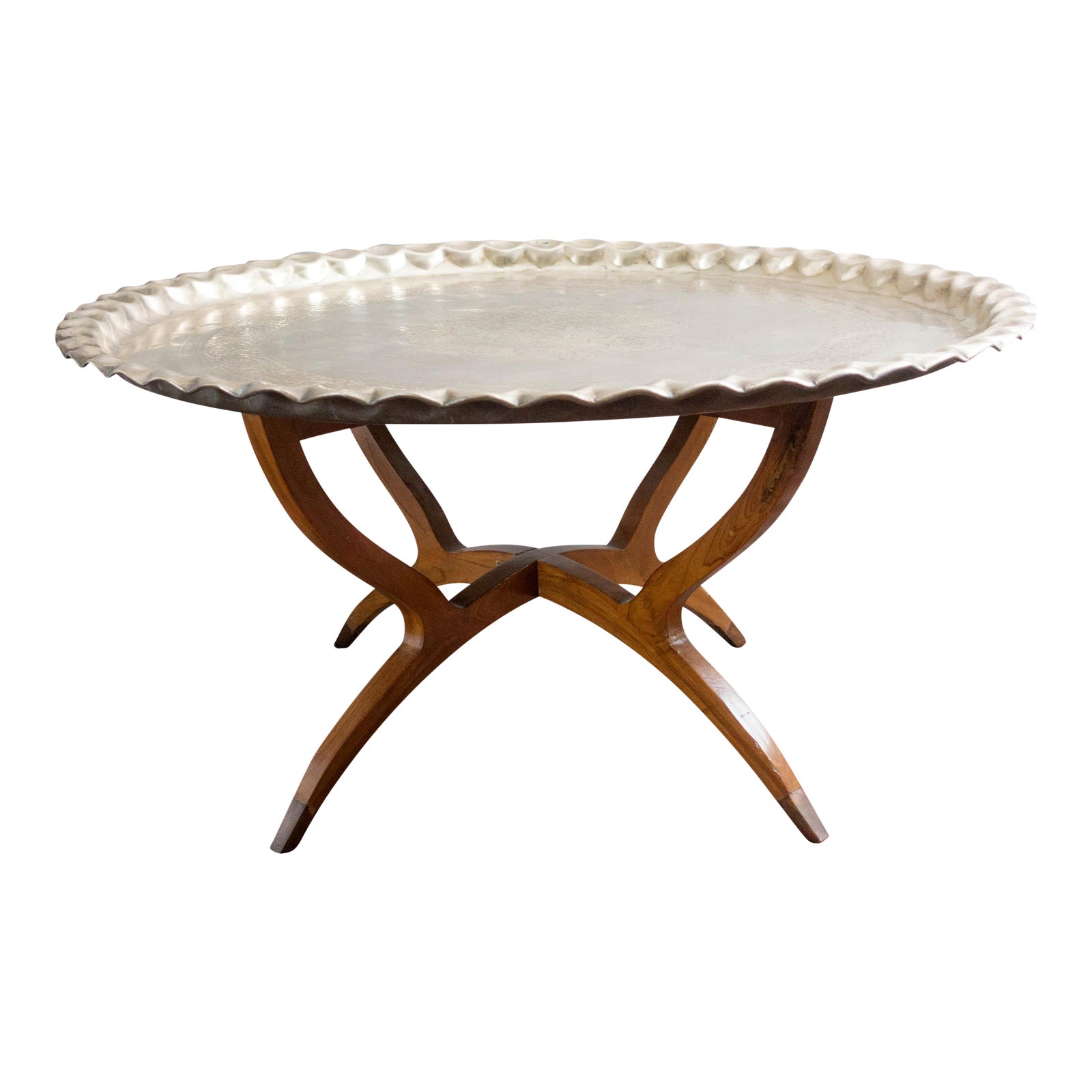 Vintage Mid-Century Modern Brass Tray Table | Chairish