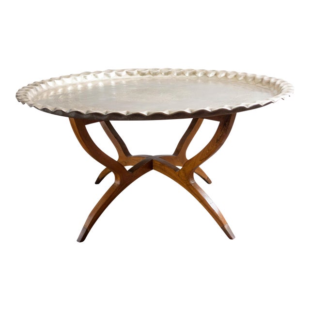 Vintage Mid-Century Modern Brass Tray Table | Chairish