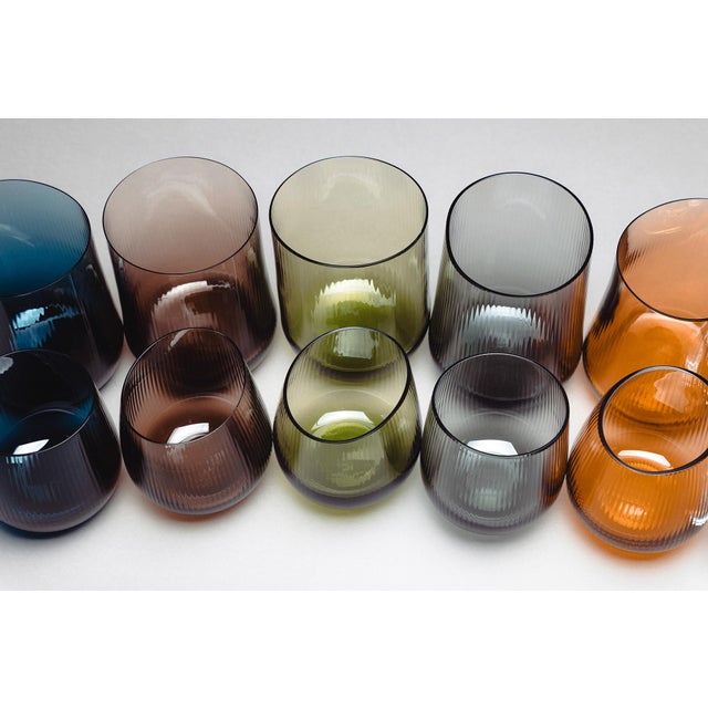 Large Glasses in Amber Yellow Colour by Federico Peri, Set of 2 For Sale - Image 4 of 18