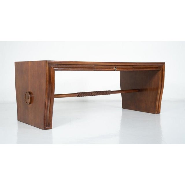 1950s Large Mid-Century Modern Wood Desk attributed to Osvaldo Borsani, Italy, 1950s For Sale - Image 5 of 18