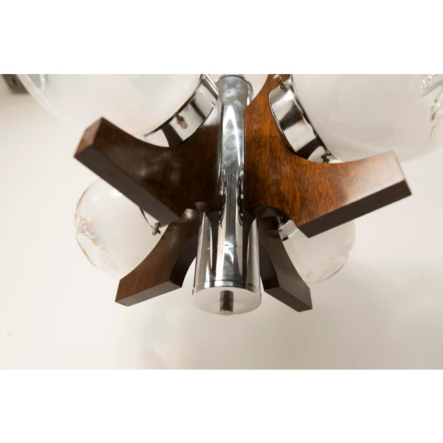 Murano 4-Light Chandelier in Teak from Mazzega, 1960 For Sale - Image 14 of 18