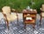 Set of 3 nesting tables all in solid walnut. Rectangular shaped tops, scalloped contours and chamfered edges. Arched base,...
