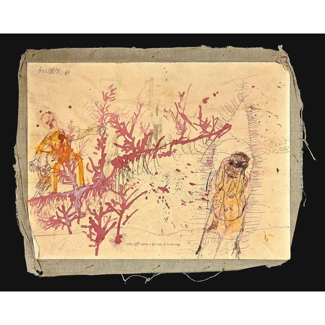 Landscape with figures is an original watercolor realized by Sergio Barletta (1961). The artwork is hand-signed on the...